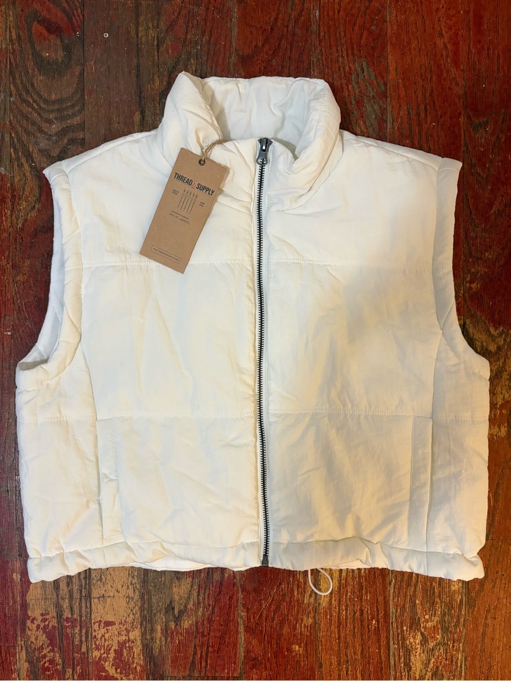 Thread & Supply White Quilted Puffer Vest